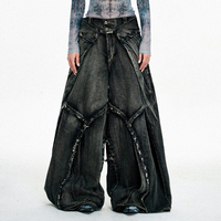 Pantalon streetwear multi-déchiré en jean patchwork, coupe bootcut, design original, pour homme et femme, grandes tailles