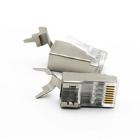 2 uds 8P8C conector RJ45 enchufe Modular conector Ethernet blindado FTP SFTP CAT7 conector RJ45 con Clip
