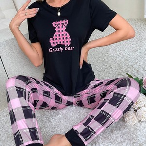 Conjunto <span class=keywords><strong>de</strong></span> Pijama <span class=keywords><strong>de</strong></span> Manga Larga <span class=keywords><strong>de</strong></span> Seda <span class=keywords><strong>de</strong></span> Leche para Primavera-Otoño, Cuello Redondo Informal, Ropa <span class=keywords><strong>de</strong></span> Dormir Holgada para Chicas Jóvenes, Apta para Usar en Exteriores - Product Image 6