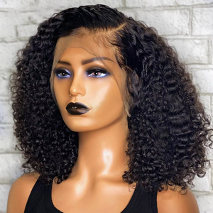 Perruque complète en dentelle HD en cheveux humains brésiliens bruts, coupe courte bob, bouclée crépue, perruques frontales en dentelle, perruques frontales en dentelle à ondulations profondes pour femmes noires - Product Image 1
