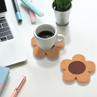 Sous-verres naturels absorbants en forme de fleur de 4 pouces 0.4 d'épaisseur Sous-verres résistants à la chaleur pour boissons Verres à vin Tasses Mugs