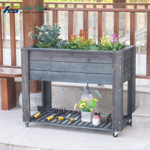 Lit de jardin surélevé en bois <span class=keywords><strong>pour</strong></span> plantes à fleurs surélevées avec grille de culture, grande étagère de rangement - Product Image 6