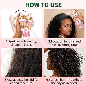 Spray capillaire biologique personnalisé en gros pour <span class=keywords><strong>cheveux</strong></span> bouclés, fixation forte, anti-frisottis, ingrédients à la rose, qualité salon - Product Image 5