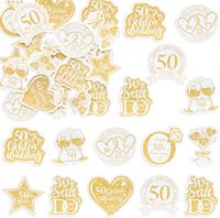 Essbare Cupcake-Topper zum 50. Geburtstag, goldene Geburtstagsdekorationen für „Prost auf 50 Jahre“, Geburtstagsparty-Kuchendekorationen und Zubehör