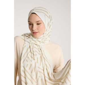 Bufanda en Forma de V de Tono Puro en Beige Marfil, Prendas de Punto para Mujer - Product Image 1