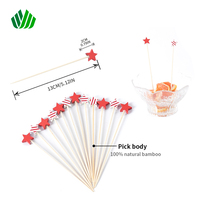 Piques à cocktail en bambou étoilées de 13 cm pour la décoration des fêtes du 4 juillet et des mariages