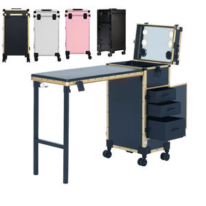 Mesa de Manicura <span class=keywords><strong>Negra</strong></span> con Marco Dorado, Muebles de Salón de Manicura, Mesa de Manicura <span class=keywords><strong>Negra</strong></span> con Marco Dorado - Product Image 1