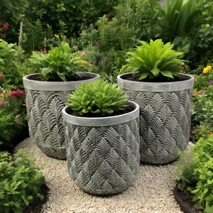 Macetas Modernas de Cemento de Alta Fibra, Ecológicas, Duraderas, Talladas a Mano, para Exteriores, para Hogar, Hotel, Restaurante, Centro Comercial - Product Image 4