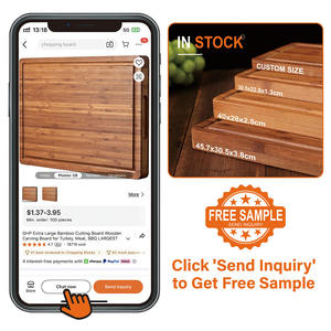 เขียงไม้ไผ่แบบหนา สำหรับสลักลาย ใช้เป็นเขียงสำหรับเสิร์ฟอาหาร พร้อมร่องสำหรับน้ำ ใช้กับเตาบาร์บีคิว ของขวัญสุดพิเศษ - Product Image 2