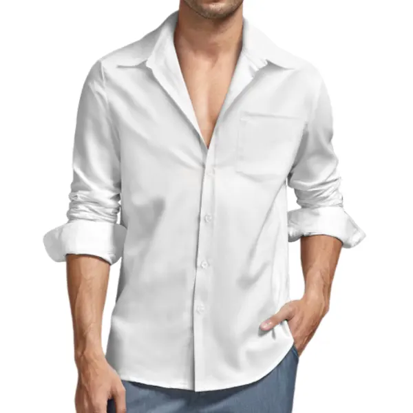 Camisa casual de manga larga con botones para hombre Camisa con estampado personalizado Camisa con logotipo personalizado