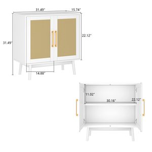 Cross-border hot-selling panel furniture, living room and kitchen rattan <b>sideboard</b> with doors, shelves, and <b>storage</b> cabinets, - Product Image 2