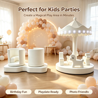 Manège Carrousel Blanc Doux et Électrique pour Enfants, avec Éclairage LED, Idéal pour la Location de Fêtes, Centres Commerciaux et Aires de Jeux