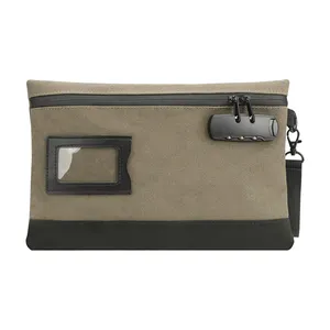 Durable Canvas Bank Deposit Security Money Bag with Lock and ID Window