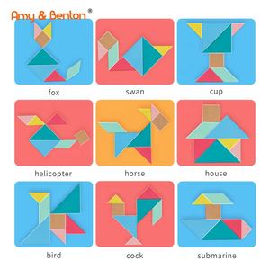 Jeu de Tangram en bois de grande taille, puzzle Montessori, blocs d'apprentissage, puzzle éducatif, jouet en bois pour le développement du QI, cadeau pour les enfants de 3 à 9 ans - Product Image 4