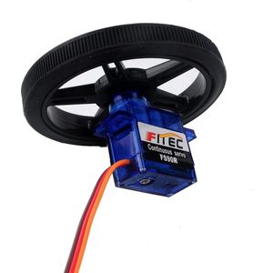 Micro-moteur à rotation continue Feetech Fs90r avec roue à pneu RC pour Arduino Microbit, lot de 4 - Product Image 5