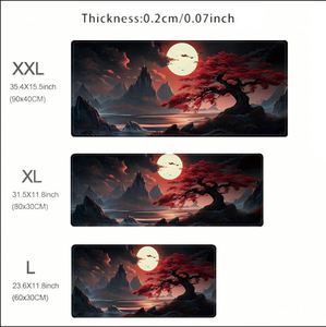 Grand tapis de bureau FX Japanese Sakura Moon 31,5x15,7 pouces, tapis de souris antidérapant pour le jeu, le bureau, l'esthétique anime, tapis de table - Product Image 5