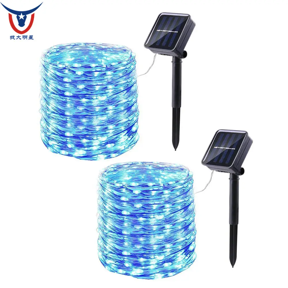 Outdoor Waterproof 10m String 100 Led Double Modes Christmas Halloween Solar Garden Led String Lights For Holiday Decoration