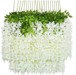 Offre Spéciale Guirlande Murale de 1,1 Mètre Faux Glycine <span class=keywords><strong>Vigne</strong></span> <span class=keywords><strong>en</strong></span> Rotin Fleurs de Soie pour Décoration Maison Fête Mariage - Product Image 1