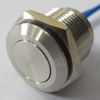 ZLQ16G-SWP10F-N-SL150 momentané étanche IP67 IK08 16mm taille de découpe bouton plat SUS maison bouton poussoir en métal
