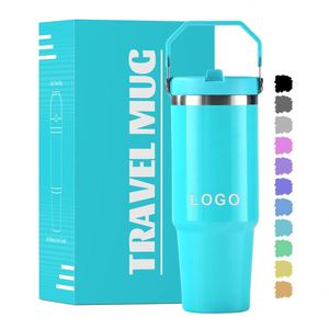 Custom Logo 40oz & 30oz Tumbler Double Wall Stainless Steel Vacuum <b>Insulated</b> Travel Coffee <b>Mug</b> With Handle & Leakproof Lid - Product Image 1