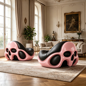 <span class=keywords><strong>Fauteuil</strong></span> de salon en fibre de verre <span class=keywords><strong>rose</strong></span> gothique avec coussin en cuir, <span class=keywords><strong>fauteuil</strong></span> sculptural design pour salon, hôtel, club, galerie d'art - Product Image 6