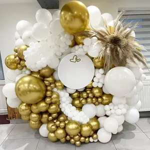 125 buah Kit lengkungan balon emas putih untuk anak laki-laki perempuan pria wanita ulang tahun pernikahan pertunangan balon pesta wisuda