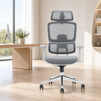 Nouvelle chaise de bureau de direction ergonomique contemporaine de luxe blanche, série ST8, fonctionnalités réglables, cadre en aluminium, matériau en maille