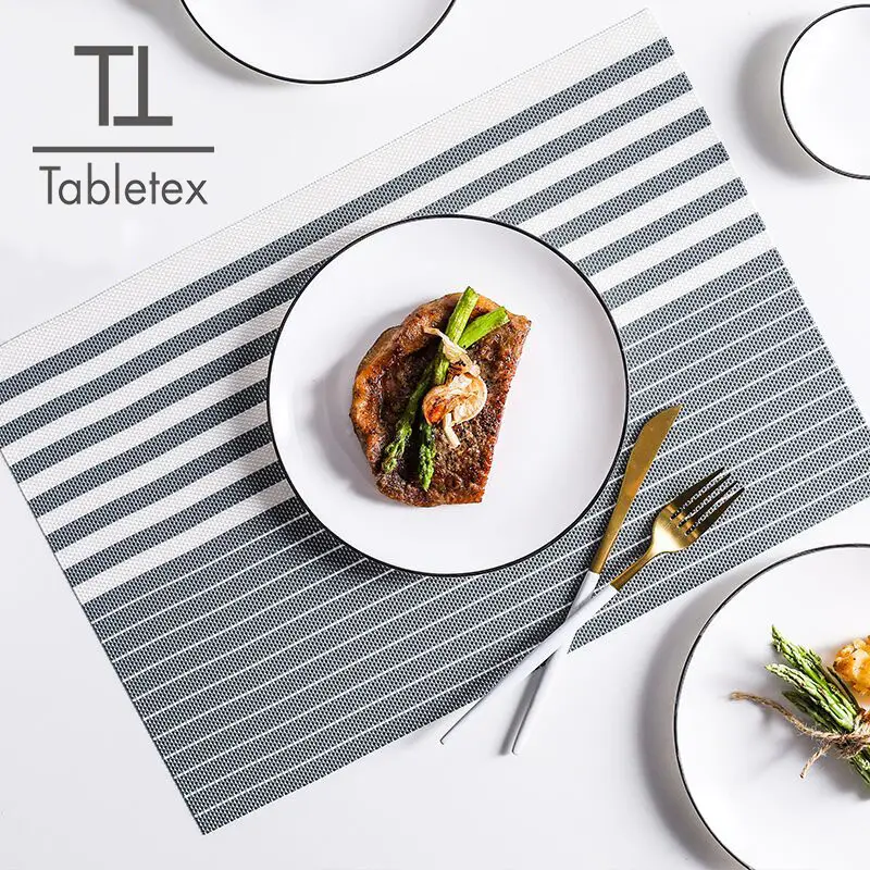 Tabletex 방수 PVC 안티 슬립 매트 도매 placemats 2020 새로운 디자인 서양 테이블 매트 점심 매트