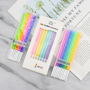 Rainbow <b>Candle</b> <b>Stick</b> Birthday <b>Candles</b> 8Pcs Colorful Non Toxic Unscented For Birthday Party Decorations - Product Image 1