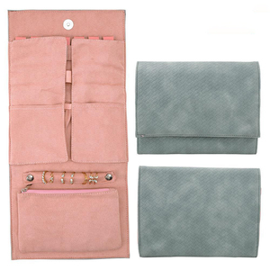 Wholesale Custom logo New Style Pu Grey Earring Jewelry Bag Large Capacity Necklace <b>Ring</b> <b>Storage</b> Packaging Jewelry Bag - Product Image 4