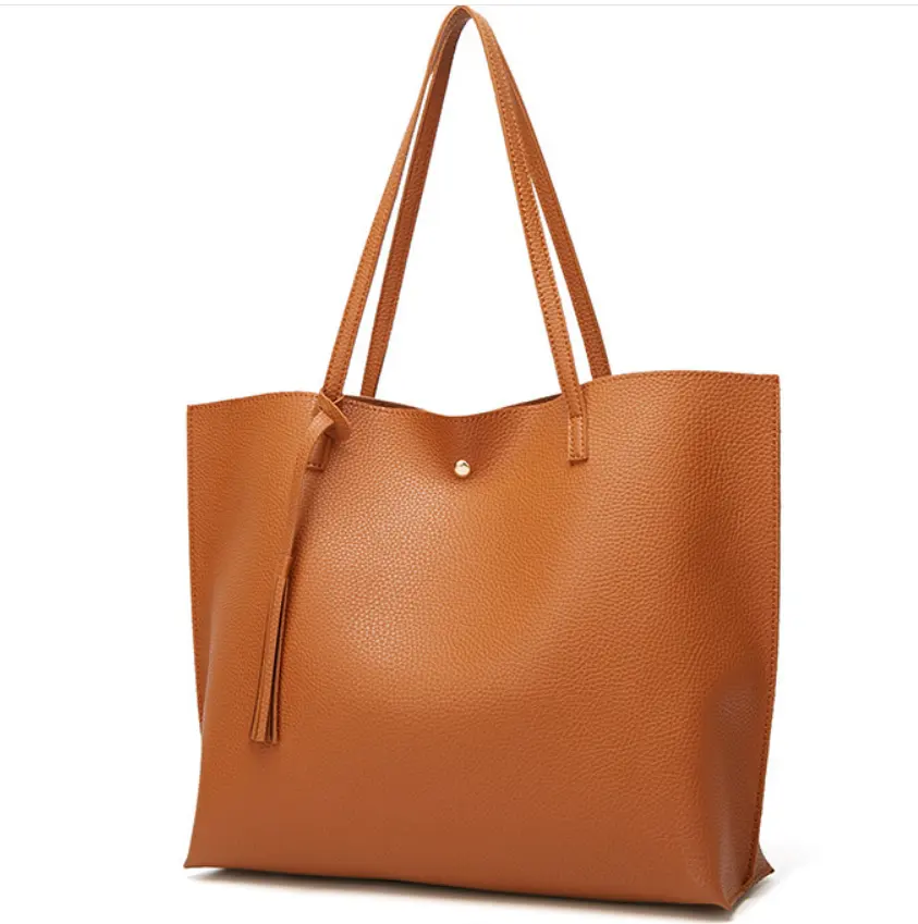 กระเป๋าถือมีพู่จุของได้เยอะสำหรับผู้หญิง,กระเป๋าถือแฟชั่นกระเป๋าโท้ทสะพายไหล่หนังพียูนุ่มสำหรับผู้หญิง