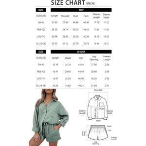 Conjunto de dos piezas para mujer, conjunto corto de verano, transpirable, de manga larga, ropa de dormir tejida. - Product Image 6
