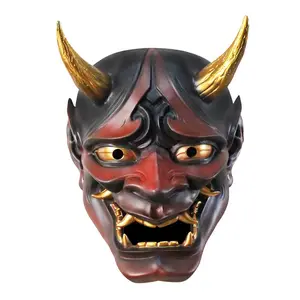 Topeng pesta Halloween, topeng Halloween Demon Oni Samurai Prajna, Resin, performa Drama