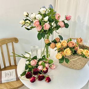 Rosa Seca de Estilo Europeo, Flor Artificial de Rosa Antigua para Decoración del Hogar, Mesa de Comedor, Rosa de Interior de Alta Calidad - Product Image 1