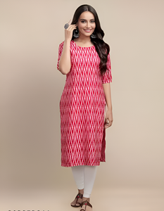 เสื้อเครปสีชมพูแขนสั้นพิมพ์ลายชาติพันธุ์สวมใส่สบายสำหรับงานปาร์ตี้เทศกาลอินเดียปากีสถาน - Product Image 1