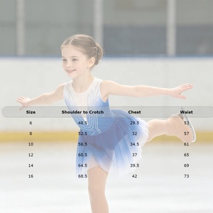 Robe de patinage artistique pour filles, justaucorps ombré à strass, jupe en maille, dos découpé, coupe ajustée, tenue de compétition et de performance, personnalisable - Product Image 6