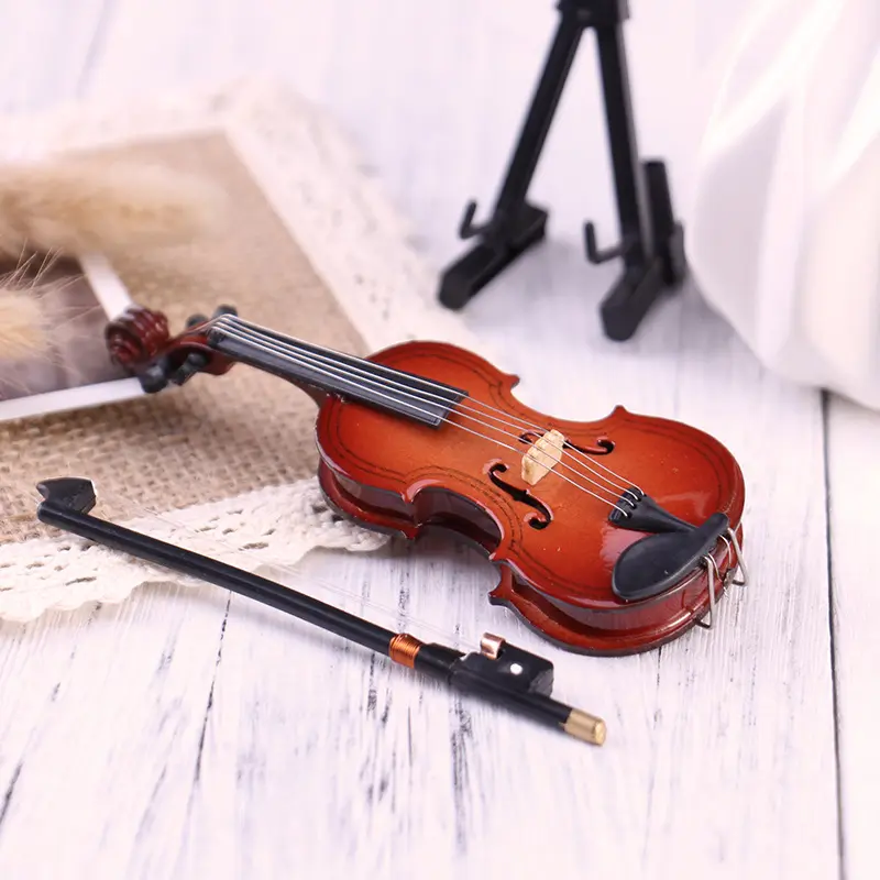 선물 사진을위한 도매 미니 나무 바이올린 악기 모델 크리스마스 장식 knick-knacks