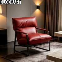 Fauteuil individuel de salon de haute qualité, semi-rembourré en cuir, avec structure métallique, fauteuil d'appoint