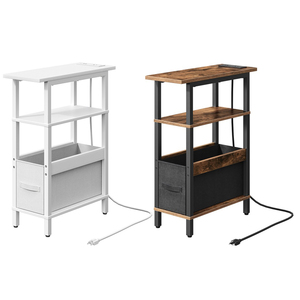 Narrow Nightstand with Charging Station, Small <strong>Skinny</strong> <strong>Bedside</strong> <strong>Table</strong> with Drawer, Slim Thin Bed Side <strong>Table</strong> for Small Spaces - Product Image 1