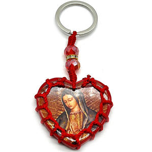 Portachiavi con olio a goccia per donna e uomo Hang On Car e Your Bag o On Wall <span class=keywords><strong>Heart</strong></span> materiale in legno corda per avvolgimento portachiavi religiosi - Product Image 1