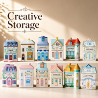 Ensemble de pots à épices en céramique colorés en forme de maison avec couvercle à clip, capacité anti-poussière, décoratifs, pour sel et épices, Village Spice