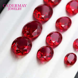 Cadermay Jewelry Synthetic Oval Pigeon Blood Red Ruby Loose Stone For Jewelry Making - Product Image 3