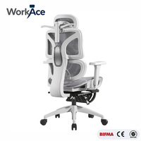 Chaise de bureau ergonomique en maille, dossier haut, inclinable, avec appui-tête réglable, support lombaire, repose-pieds, pivotante, moderne, pour chambre à coucher