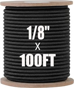 Cordon élastique tressé enduit de qualité <span class=keywords><strong>marine</strong></span>, rouleau de 1/8 pouce x 100 pieds, noir, robuste, pour kayak, bâche, sacs, chaussures, bricolage - Product Image 1