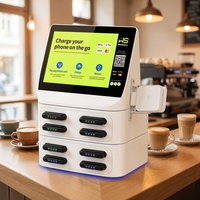 Borne de recharge commerciale pour smartphones à 8 emplacements, avec batterie Li-Polymère 8000 mAh, 60 W, écran tactile et paiement sans contact