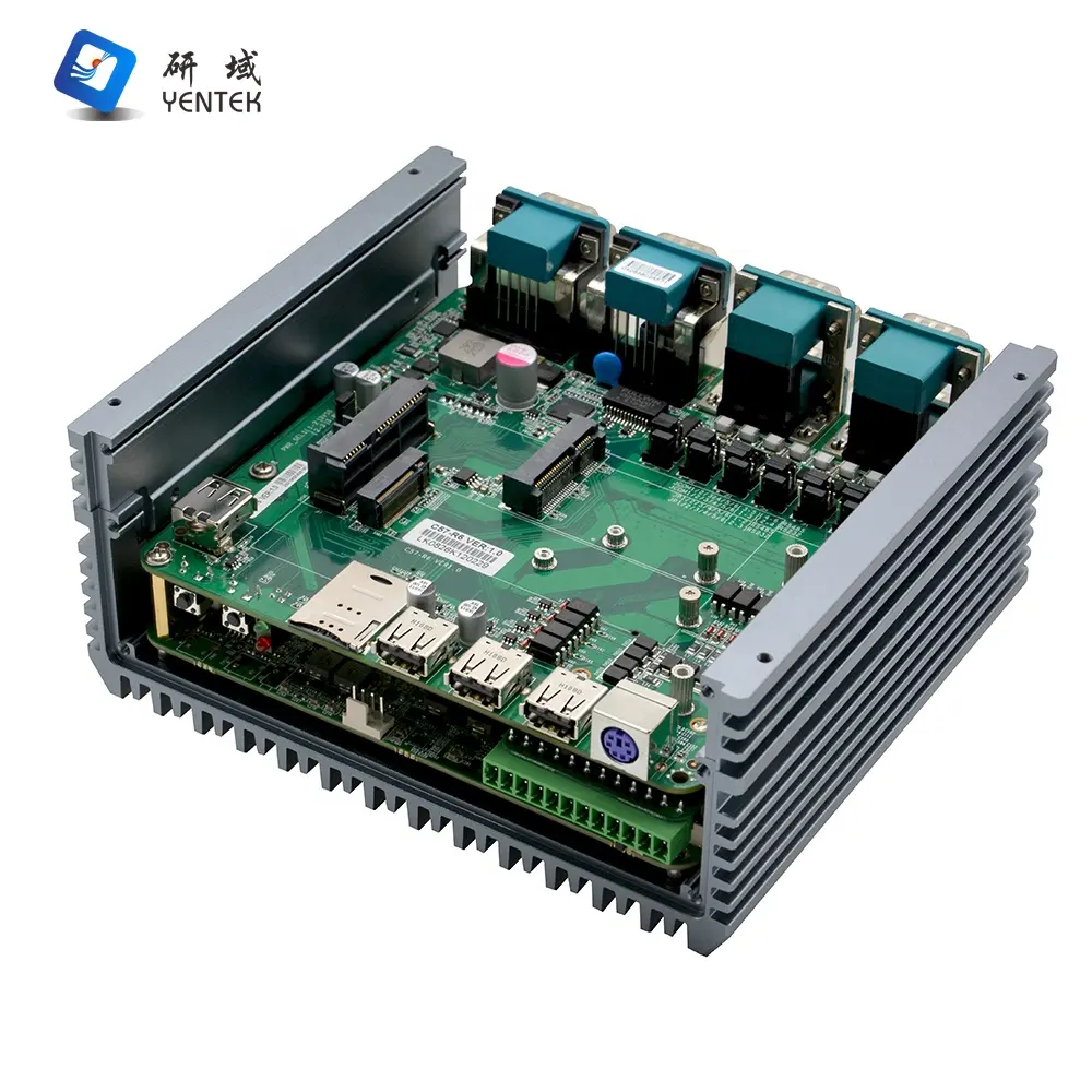 YENTEK Computer Embedded Intel i3 i5 industriale i7 Mini PC 6 COM 2 DDR4 2 Gigabit Ethernet fanless computer industriale