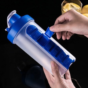Bán buôn Cá nhân hoá biểu tượng tùy chỉnh phòng tập thể dục protein Máy xay sinh tố nhựa Shaker cup chai với Pill hộp - Product Image 1