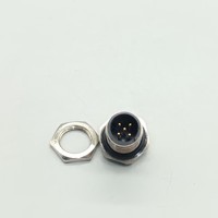 Conector M12 de 5 y 12 pines, código A, macho, recto, para montaje frontal en PCB