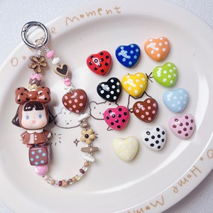 Cuentas de Corazón con Pintura Acrílica Efecto Goteo de Aceite y Puntos, Materiales para Cuentas Hechas a Mano, Accesorios de Joyería para Cadenas de Teléfono y Colgantes de Bolso DIY - Product Image 2