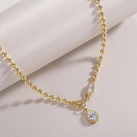 Nouvelle tendance exquise 925 argent poire forme Moissanite diamant plaqué or perle chaîne collier Marquise breloque bijoux